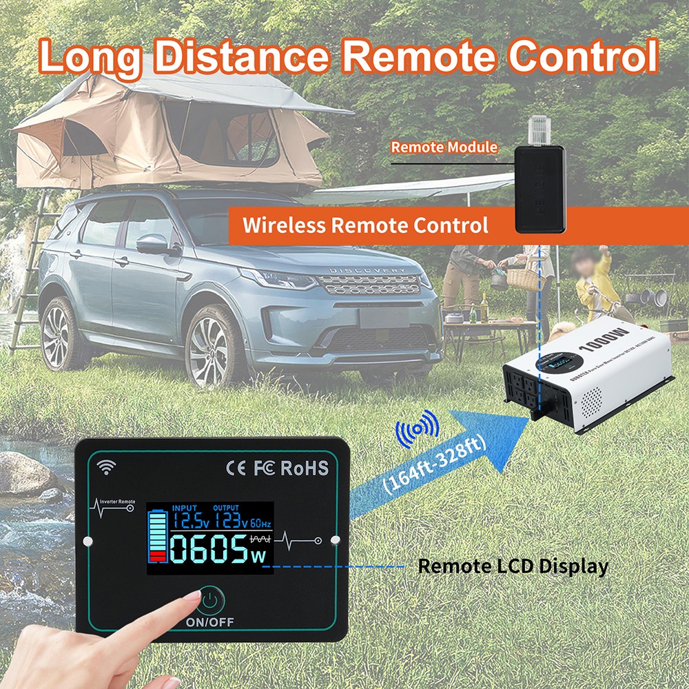 Tianmo 1000W Pure Sine Wave Inverter Wireless Wired Remote 