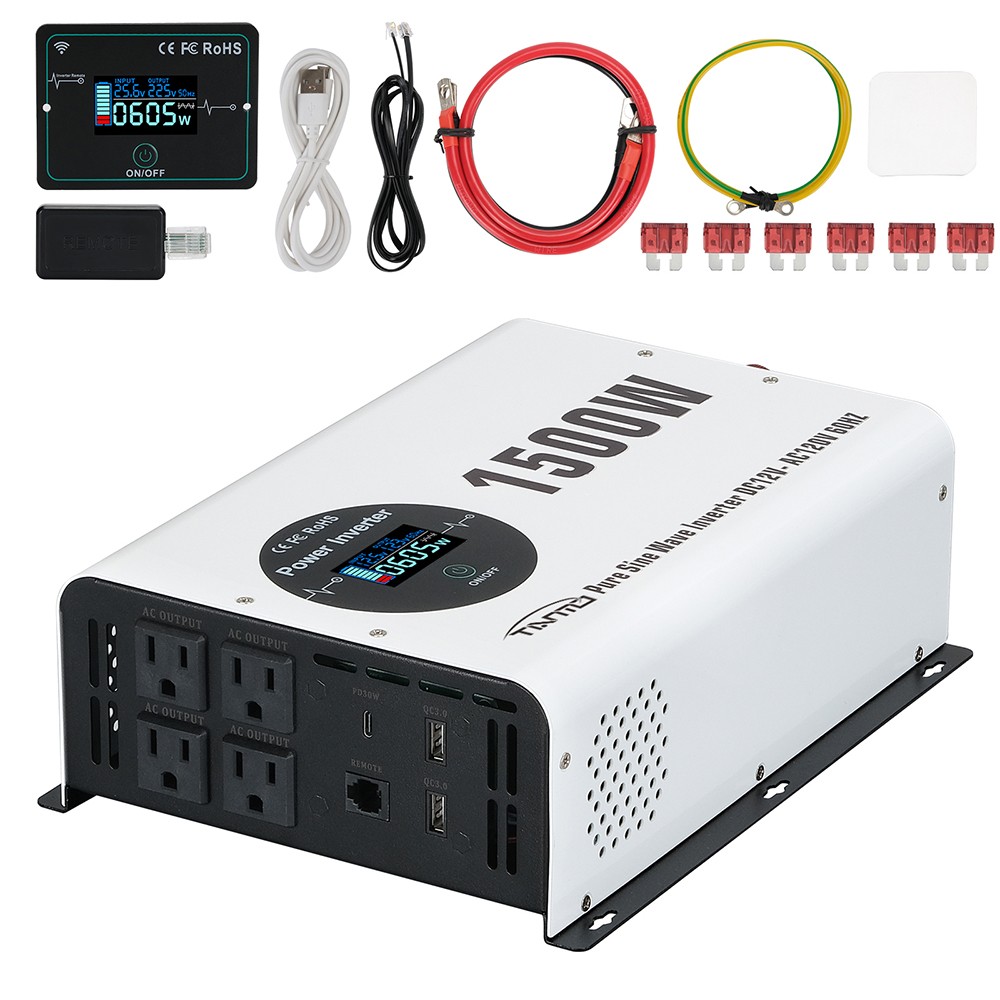 Tianmo 1500W Pure Sine Wave Inverter Wireless Wired Remote