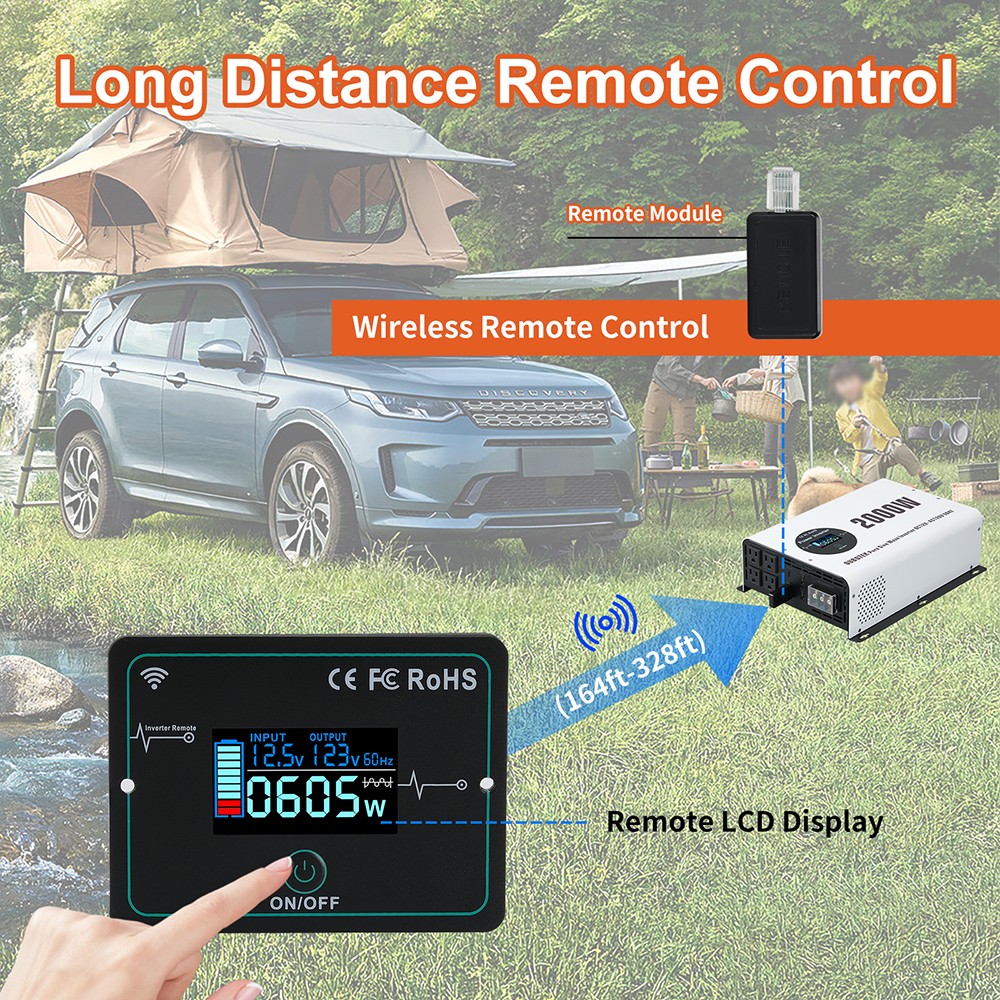 Tianmo 2000W Pure Sine Wave Inverter Wireless Wired Remote