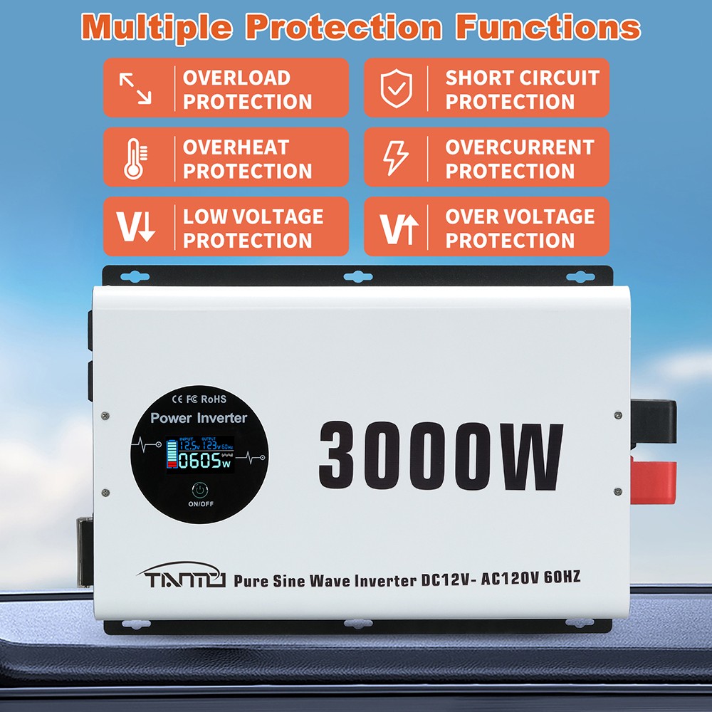 Tianmo 3000W Pure Sine Wave Inverter Wireless Wired Remote