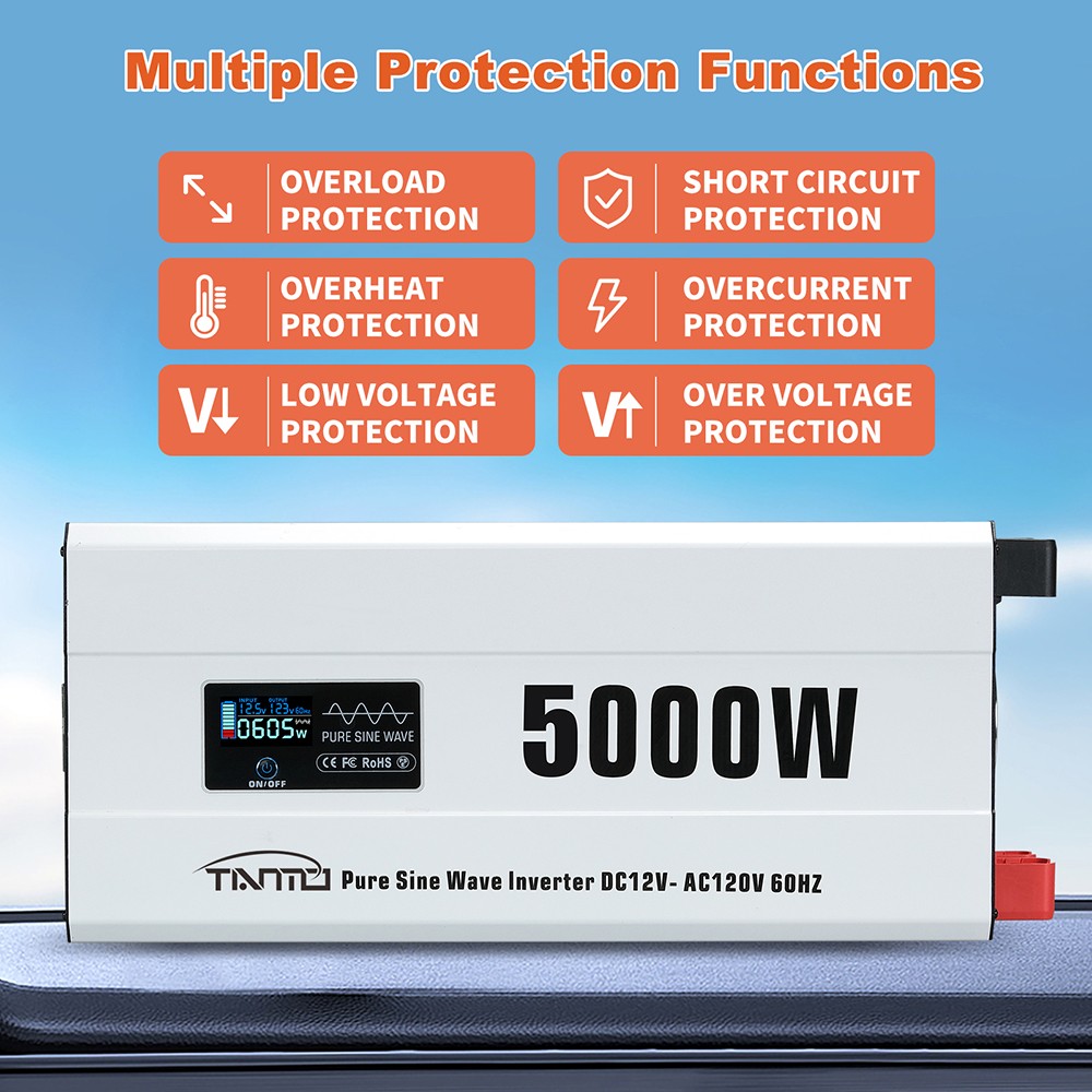 Tianmo 5000W Pure Sine Wave Inverter Wireless Wired Remote